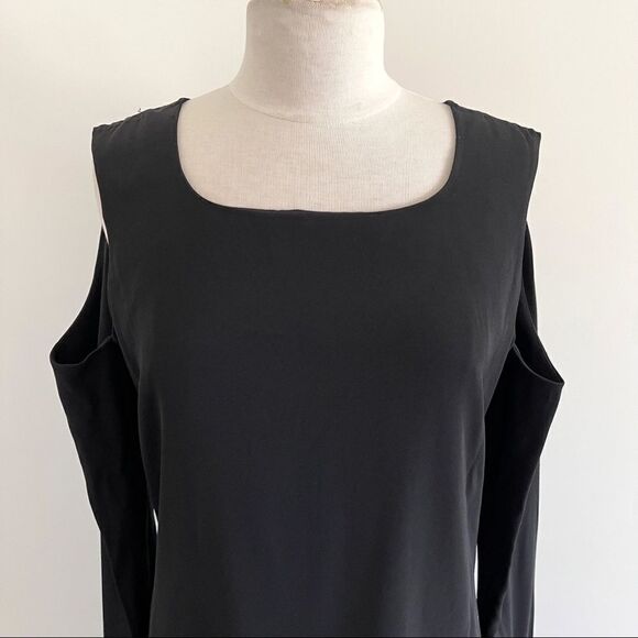 Helmut Lang Black Cold Shoulder Dress Cut Out 10 - Picture 2 of 9